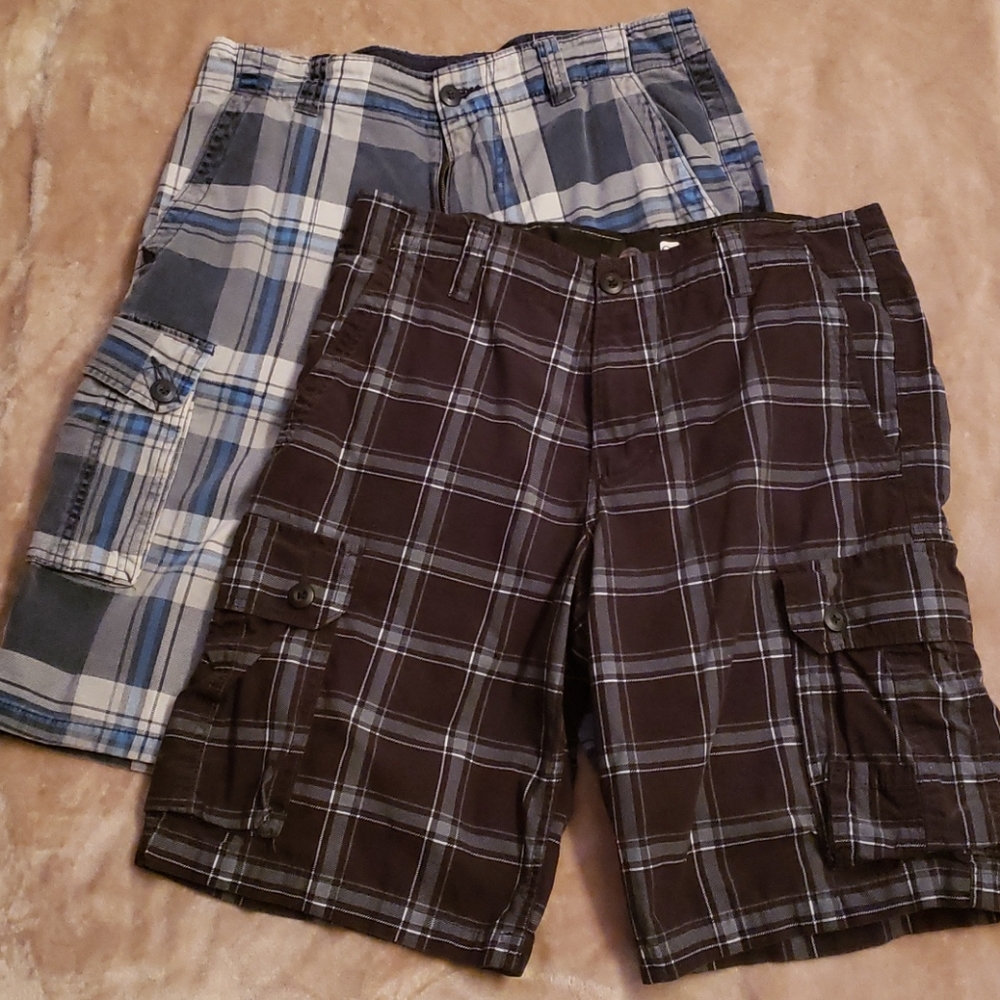 Mens board shorts plaid size 34-2 pairs